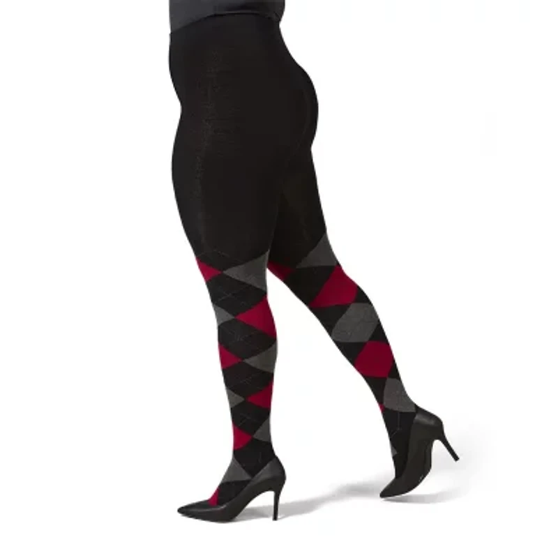 MeMoi Womens Textured Argyle Sweater 1 Pair Tights