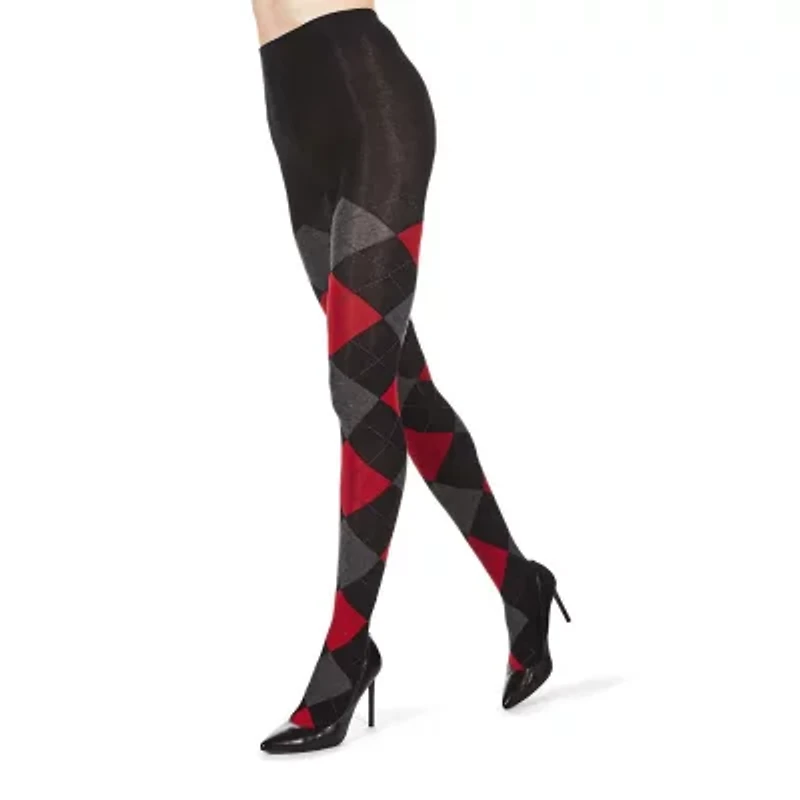MeMoi Womens Textured Argyle Sweater 1 Pair Tights