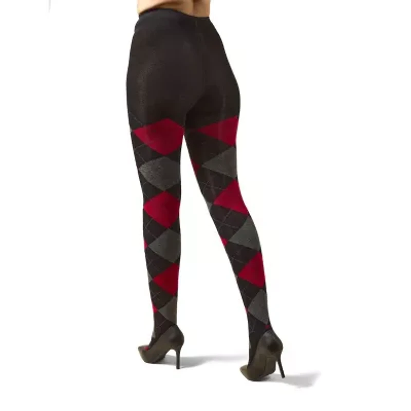 MeMoi Womens Textured Argyle Sweater 1 Pair Tights