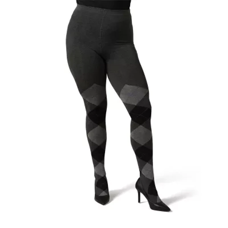 MeMoi Womens Textured Argyle Sweater 1 Pair Tights