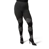 MeMoi Womens Textured Argyle Sweater 1 Pair Tights