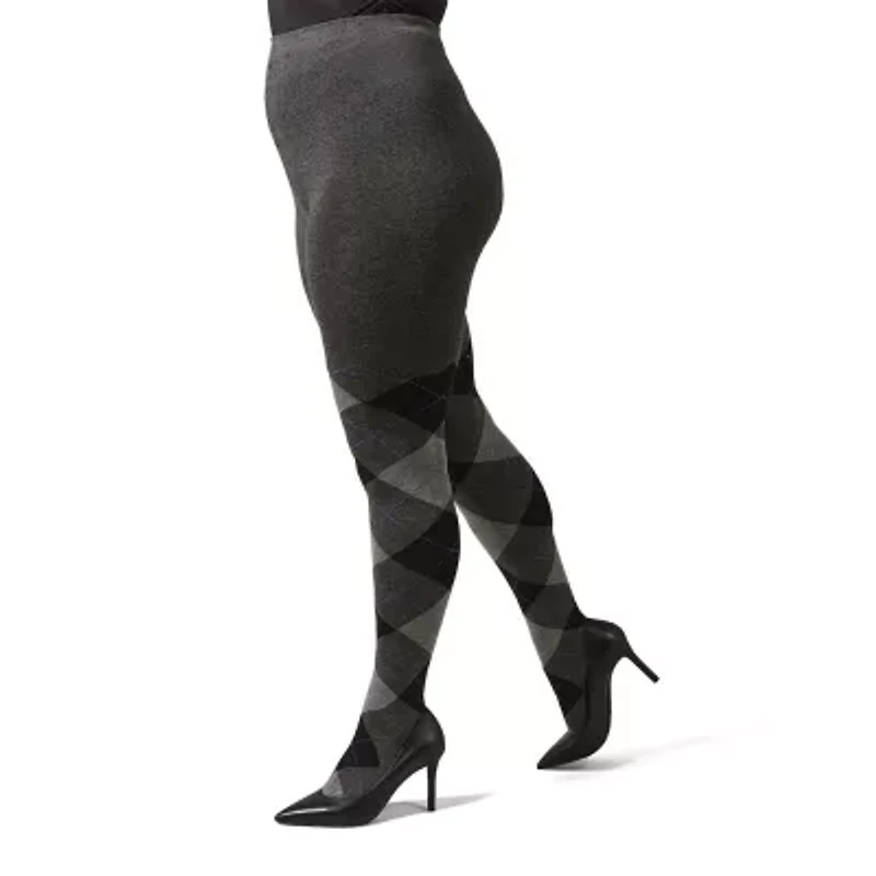 MeMoi Womens Textured Argyle Sweater 1 Pair Tights