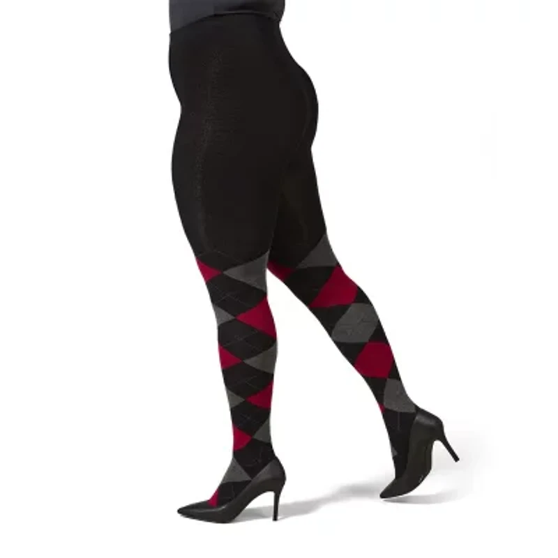 MeMoi Womens Textured Argyle Sweater 1 Pair Plus Tights