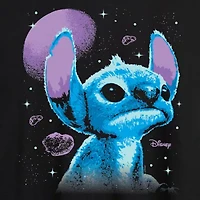 Womens Juniors Crew Neck Short Sleeve Lilo & Stitch Graphic T-Shirt