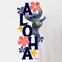 Womens Juniors Crew Neck Short Sleeve Regular Fit Lilo & Stitch Graphic T-Shirt