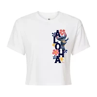 Womens Juniors Crew Neck Short Sleeve Regular Fit Lilo & Stitch Graphic T-Shirt