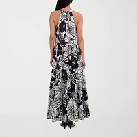 London Times Womens Sleeveless Floral Maxi Dress