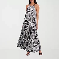 London Times Womens Sleeveless Floral Maxi Dress