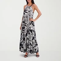 London Times Womens Sleeveless Floral Maxi Dress