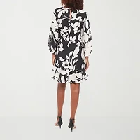 London Times Womens 3/4 Sleeve Midi Floral Shift Dress