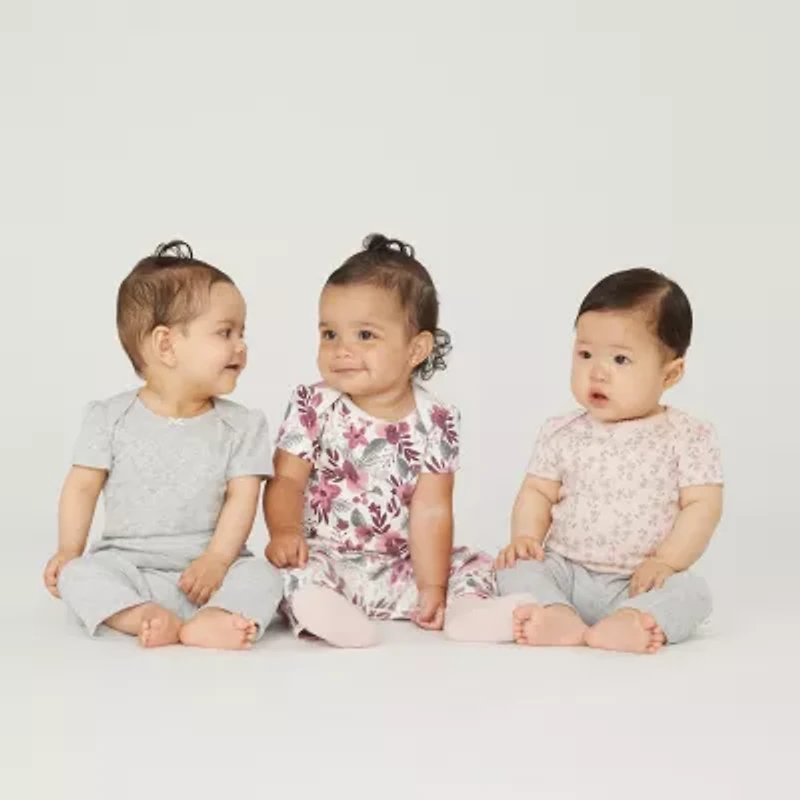 Huggies Baby Girls Crew Neck Short Sleeve 3-pc. Bodysuit