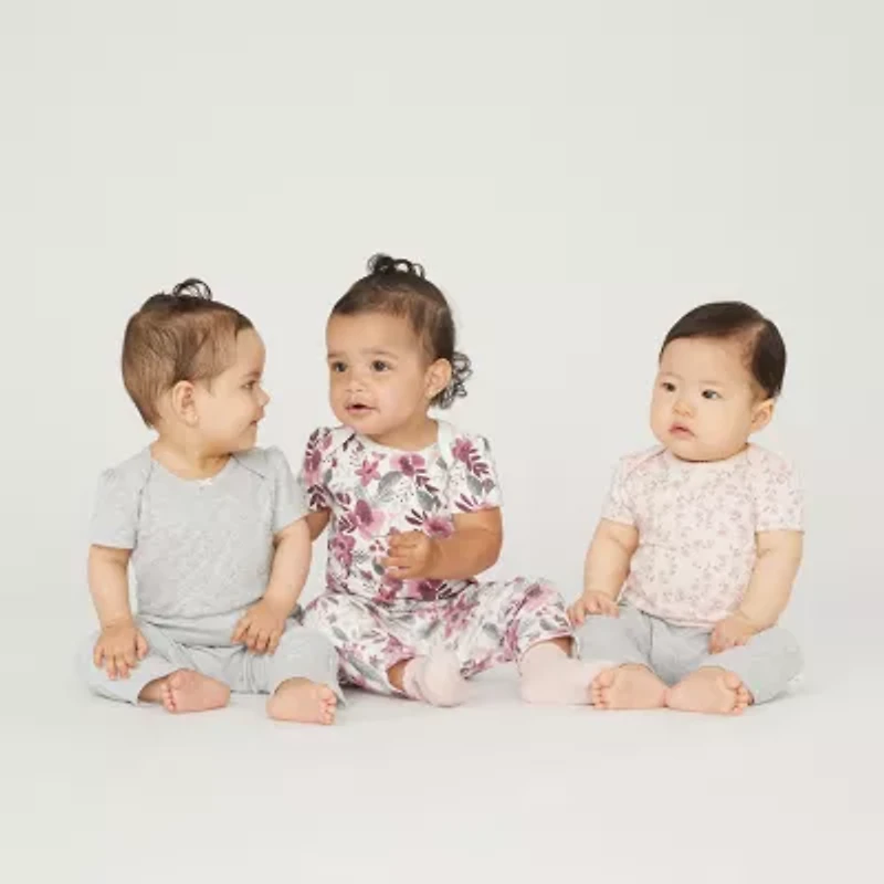 Huggies Baby Girls Crew Neck Short Sleeve 3-pc. Bodysuit
