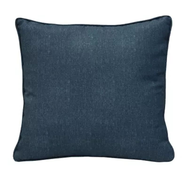 Outdoor Dècor 18 X 18 In Solid Olefin Textured Blue Square Throw Pillow