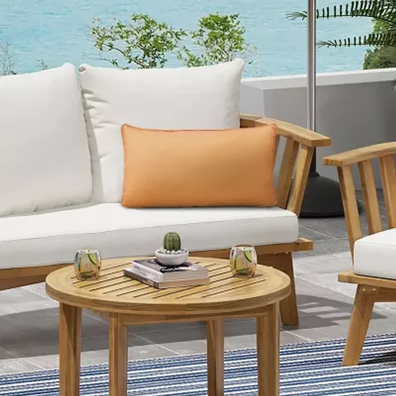 Outdoor Dècor 14 X 26 In Solid Olefin Textured Lumbar Mustard Rectangular Throw Pillow