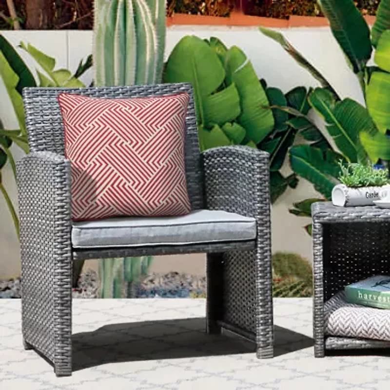 Outdoor Decor 18 X 18 In Printed Red Square Throw Pillow