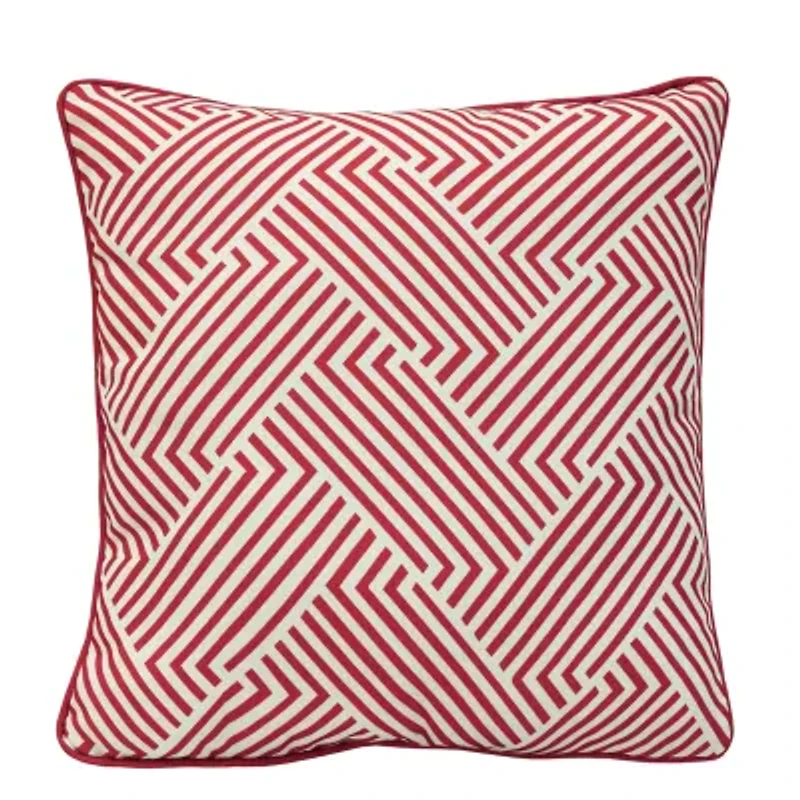 Outdoor Decor 18 X 18 In Printed Red Square Throw Pillow