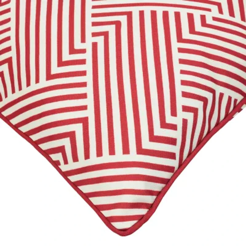 Outdoor Decor 18 X 18 In Printed Red Square Throw Pillow