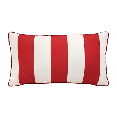Outdoor Dècor 14 X 26 In Printed Stripe Lumbar Red Rectangular Throw Pillow