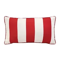 Outdoor Dècor 14 X 26 In Printed Stripe Lumbar Red Rectangular Throw Pillow
