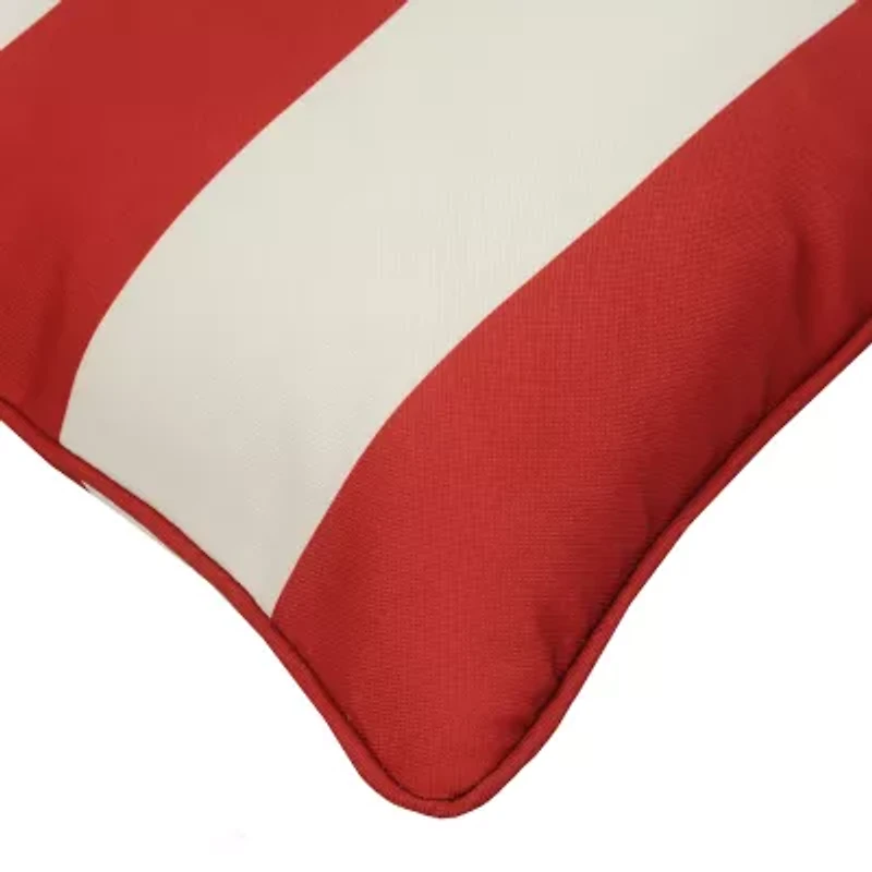 Outdoor Dècor 14 X 26 In Printed Stripe Lumbar Red Rectangular Throw Pillow