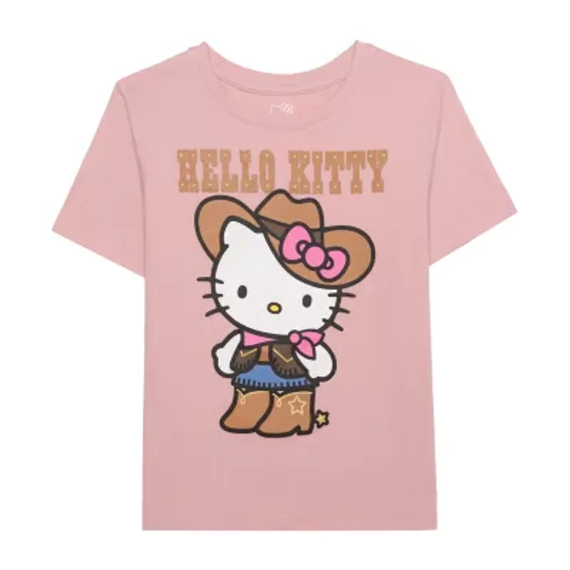 Little & Big Kid Girls Crew Neck Short Sleeve Regular Fit Hello Kitty Graphic T-Shirt