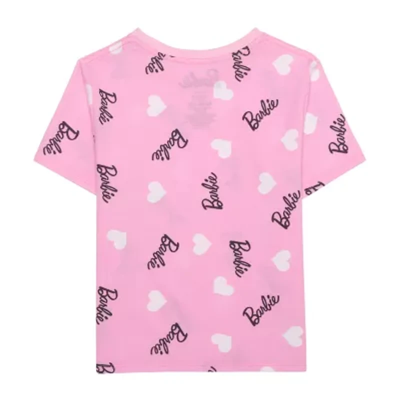 Little & Big Kid Girls Crew Neck Short Sleeve Regular Fit Barbie Graphic T-Shirt