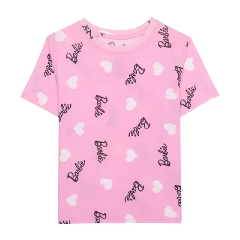 Little & Big Kid Girls Crew Neck Short Sleeve Regular Fit Barbie Graphic T-Shirt