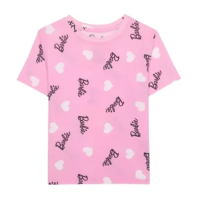 Little & Big Kid Girls Crew Neck Short Sleeve Regular Fit Barbie Graphic T-Shirt