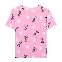 Little & Big Kid Girls Crew Neck Short Sleeve Regular Fit Barbie Graphic T-Shirt