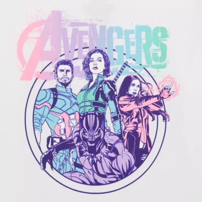 Little & Big Kid Girls Crew Neck Short Sleeve Regular Fit Avengers Graphic T-Shirt