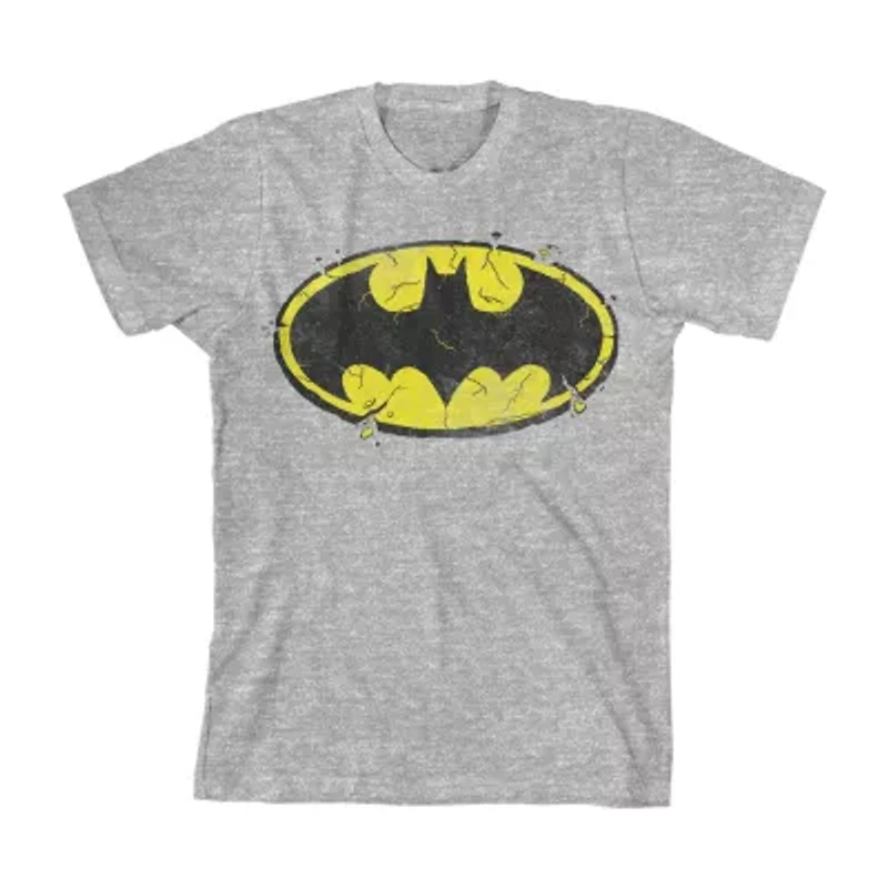 Little & Big Kid Boys Crew Neck Short Sleeve Loose Fit Batman Graphic T-Shirt