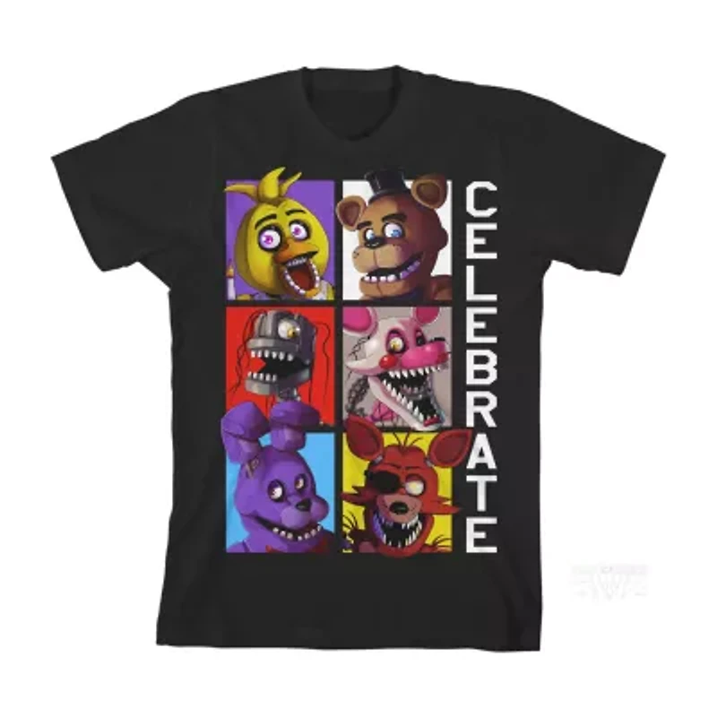 Little & Big Kid Boys Crew Neck Short Sleeve Loose Fit Five Nights at Freddys Graphic T-Shirt