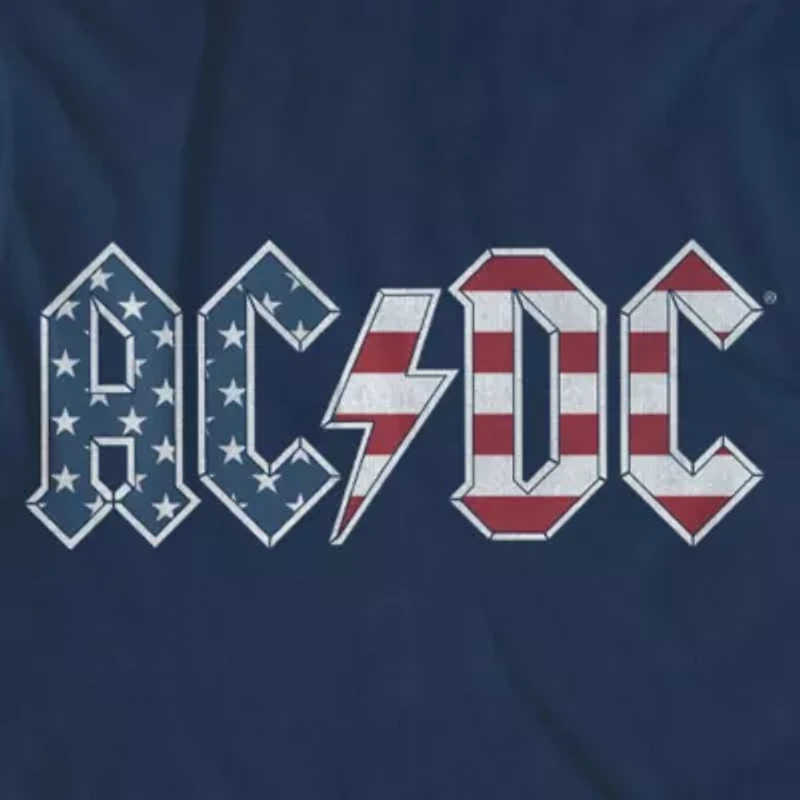 Little & Big Kid Boys Crew Neck Short Sleeve Flag Loose Fit AC/DC Graphic T-Shirt
