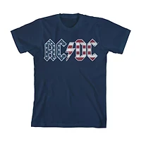 Little & Big Kid Boys Crew Neck Short Sleeve Flag Loose Fit AC/DC Graphic T-Shirt