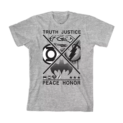 Little & Big Kid Boys Crew Neck Short Sleeve Loose Fit Justice League Graphic T-Shirt