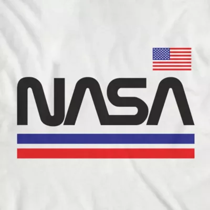 Little & Big Kid Boys Crew Neck Short Sleeve Flag Loose Fit NASA Graphic T-Shirt