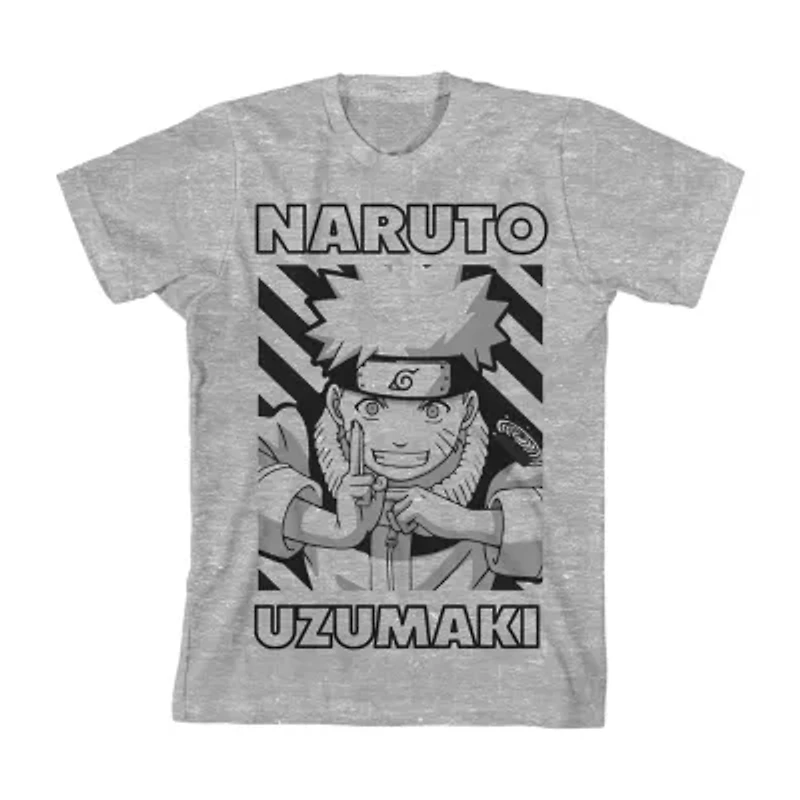 Little & Big Kid Boys Crew Neck Short Sleeve Loose Fit Naruto Graphic T-Shirt