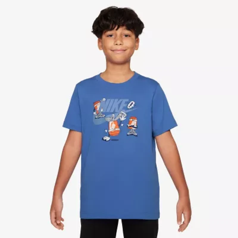 Nike Club Big Kid Unisex Crew Neck Short Sleeve Boxy Fit Graphic T-Shirt