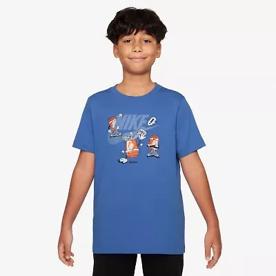 Nike Club Big Kid Unisex Crew Neck Short Sleeve Boxy Fit Graphic T-Shirt
