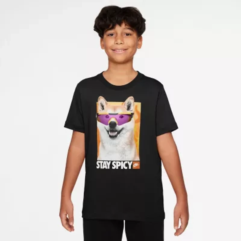 Nike Club Big Kid Unisex Crew Neck Short Sleeve Regular Fit Graphic T-Shirt