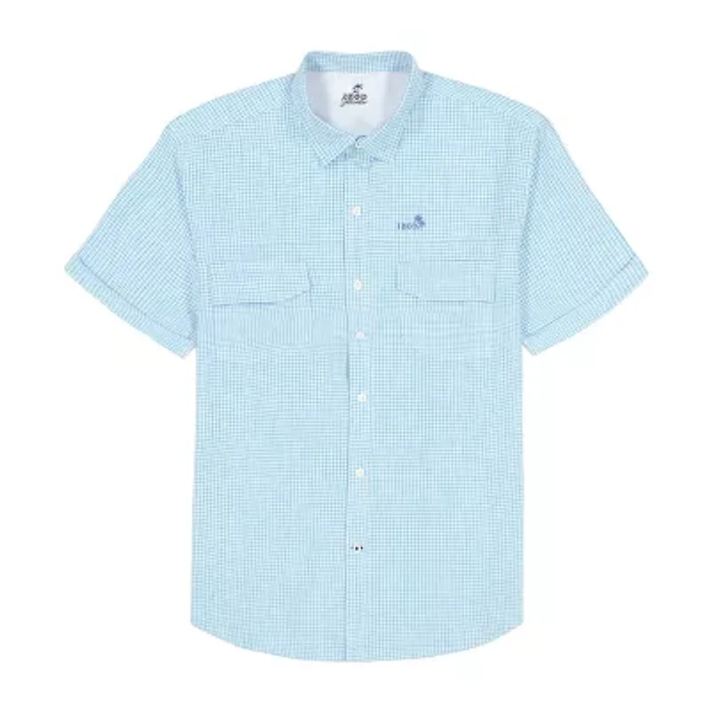 IZOD Sunshield Performance Mens Short Sleeve Regular Fit Stretch Fabric Button-Down Shirt