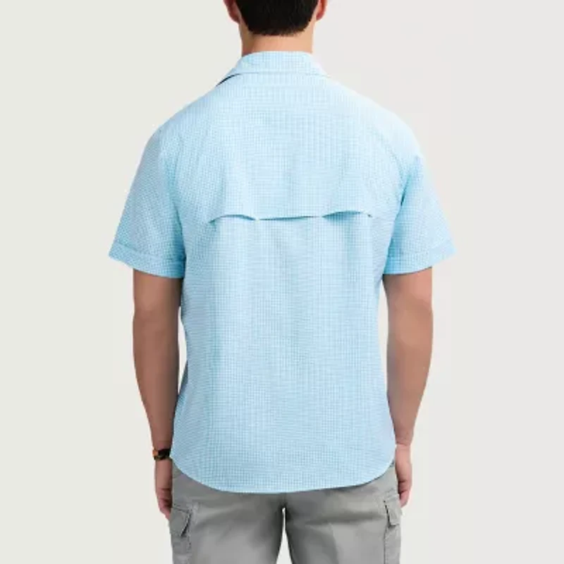 IZOD Sunshield Performance Mens Short Sleeve Regular Fit Stretch Fabric Button-Down Shirt