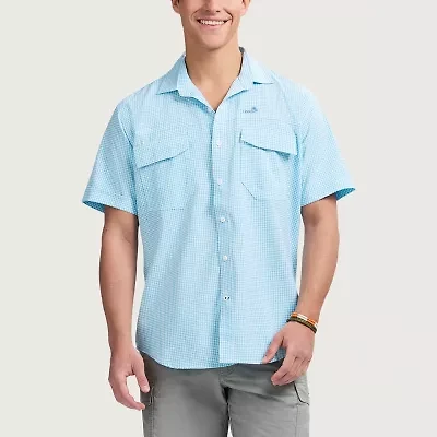 IZOD Sunshield Performance Mens Short Sleeve Regular Fit Stretch Fabric Button-Down Shirt