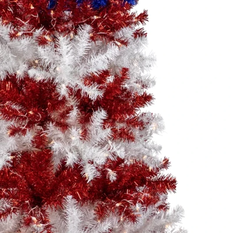 Northlight 6ft Pre-Lit Tinsel - Clear Lights 6 Foot Christmas Tree
