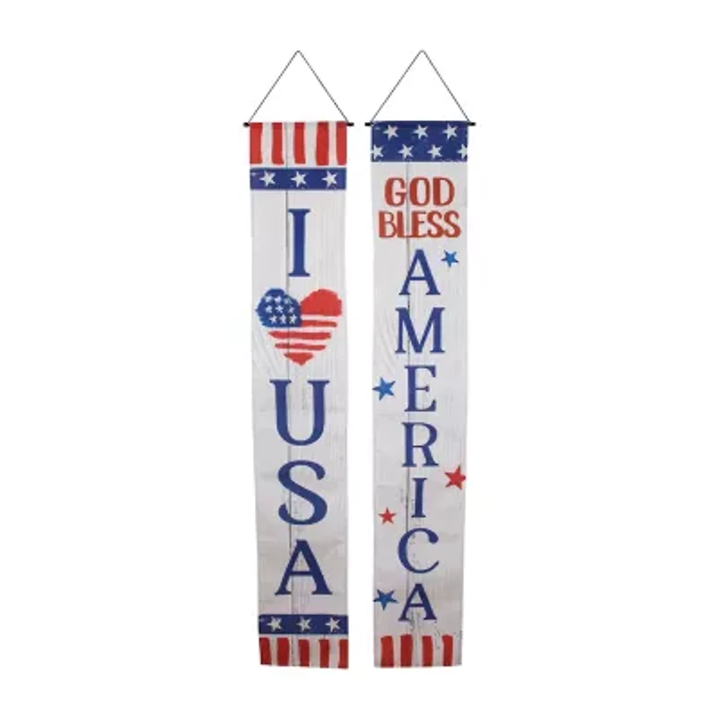 Northlight 71in Set Of 2 Stars And Stripes "I Heart Usa" And "God Bless America" 2-pc. Wall Sign