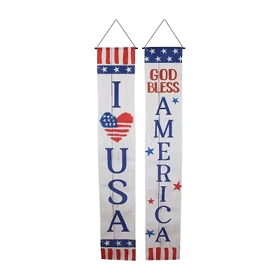 Northlight 71in Set Of 2 Stars And Stripes "I Heart Usa" And "God Bless America" 2-pc. Wall Sign