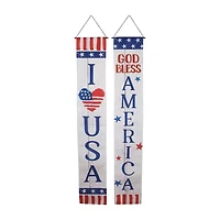 Northlight 71in Set Of 2 Stars And Stripes "I Heart Usa" And "God Bless America" 2-pc. Wall Sign