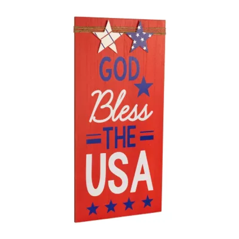Northlight 23.5in Set Of 2 God Bless The Usa And Land Of The Free Wooden Americana Wood Wall Art