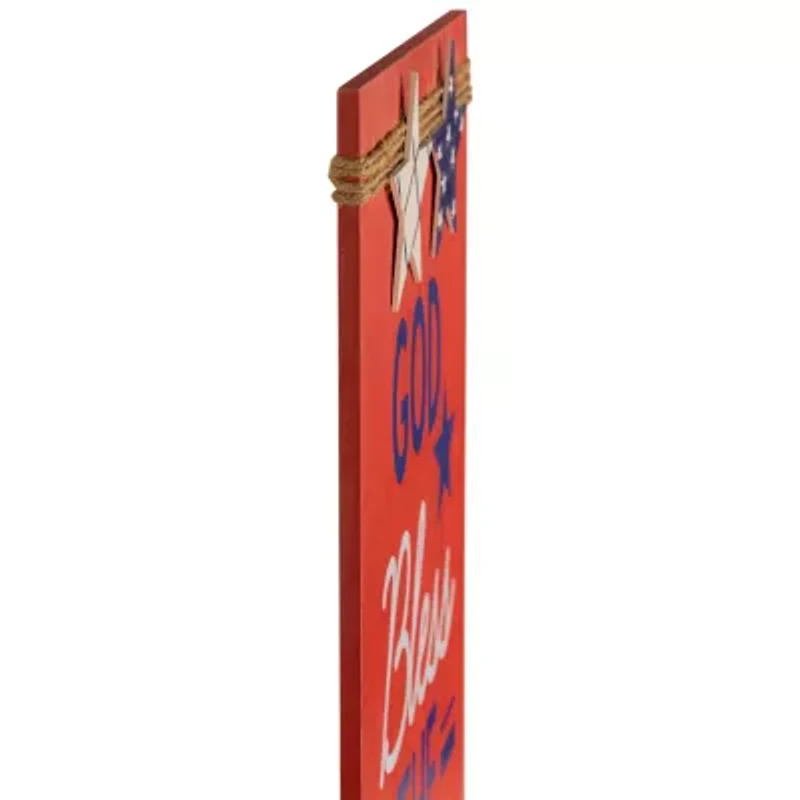 Northlight 23.5in Set Of 2 God Bless The Usa And Land Of The Free Wooden Americana Wood Wall Art