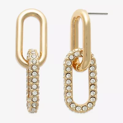 Bold Elements Gold Tone Womens Glass Drop Earrings